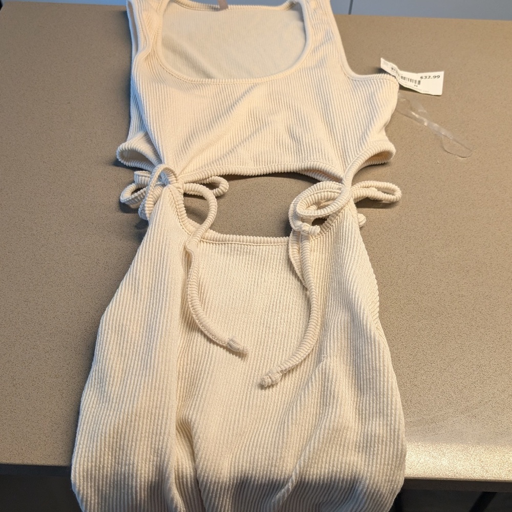 Cream Side Cut Out Dress